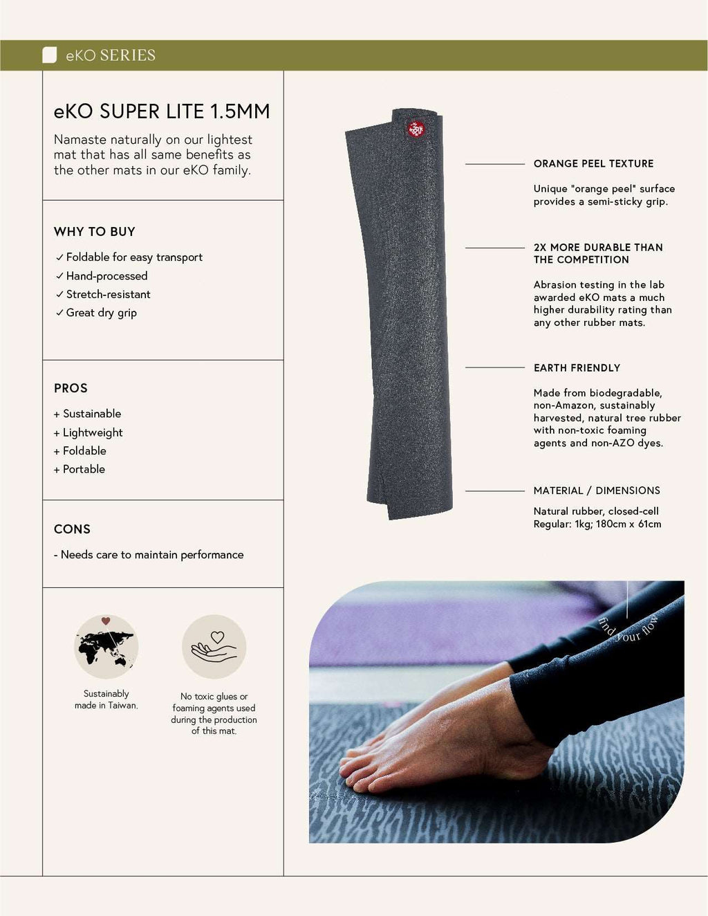 eKO Superlite Travel Yoga Mat 1.5mm