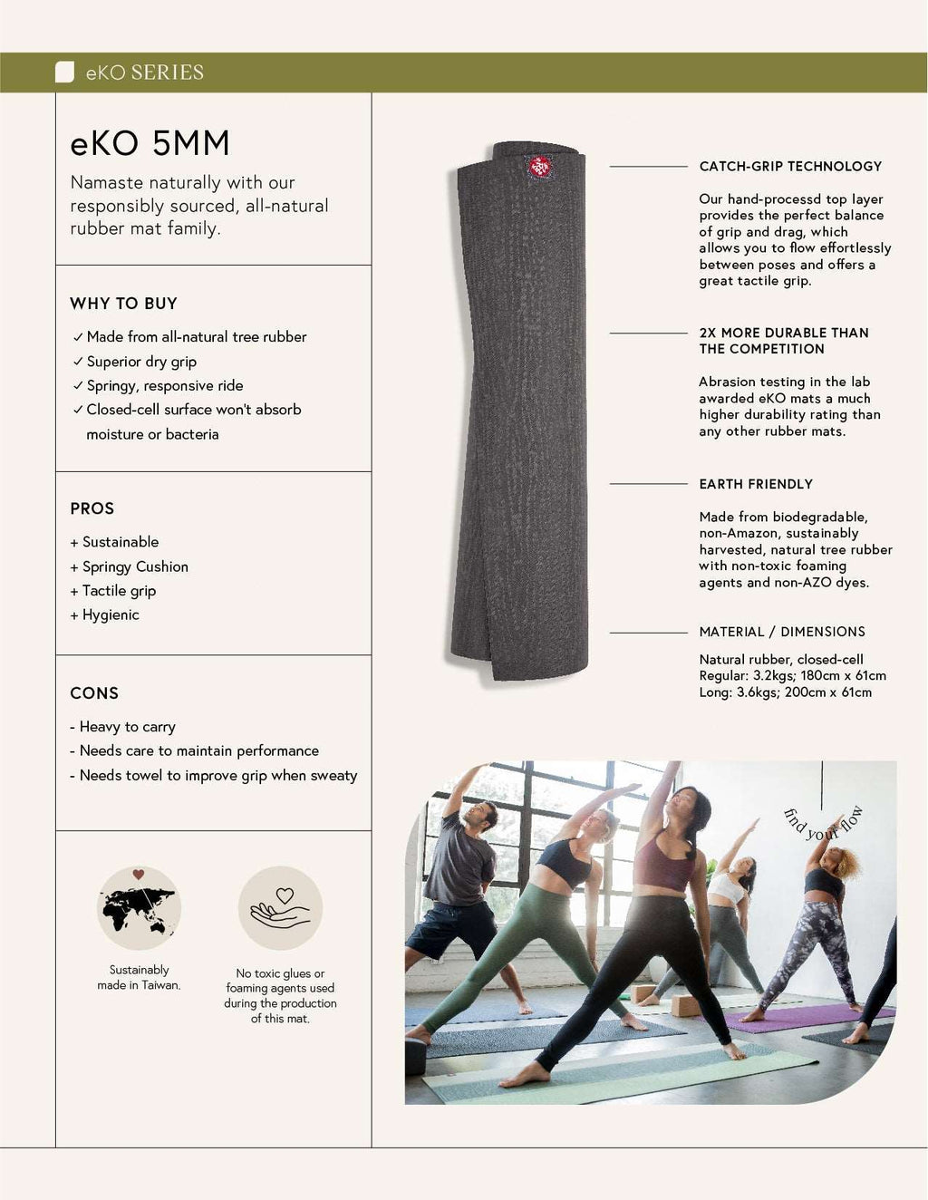 eKO Yoga Mat 5mm OG